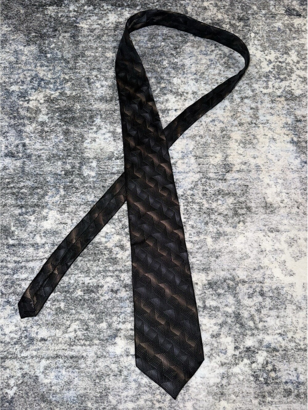 Cremieux Horse Mens Silk Tie 3.5โ Black Brown Geometric Abstract Necktie